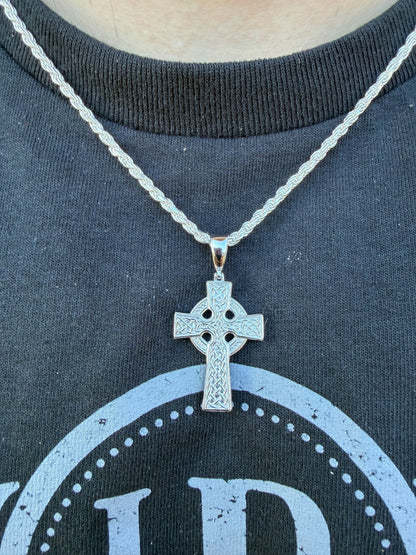 Handmade Viking Celtic Cross Pendant - 14k Gold Vermeil 925 Silver - Medium 1.75"
