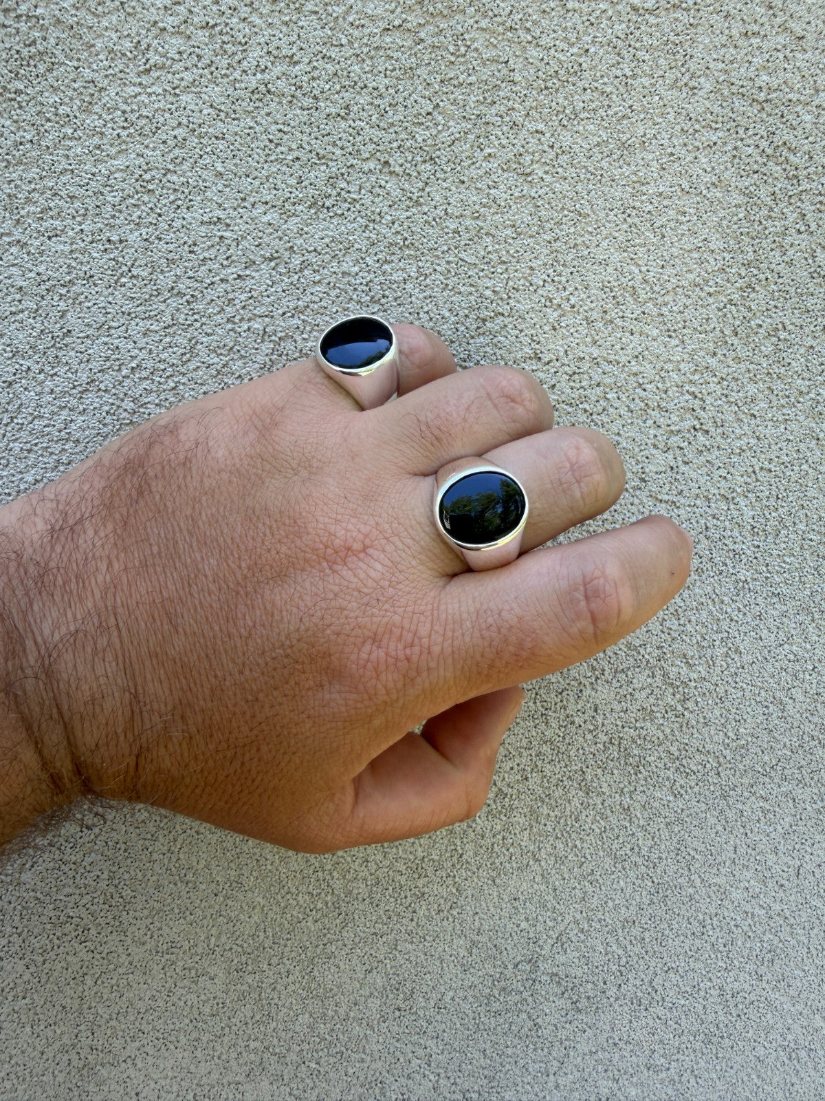 Shadow Boss Ring - 925 Silver - Genuine Black Onyx Stone