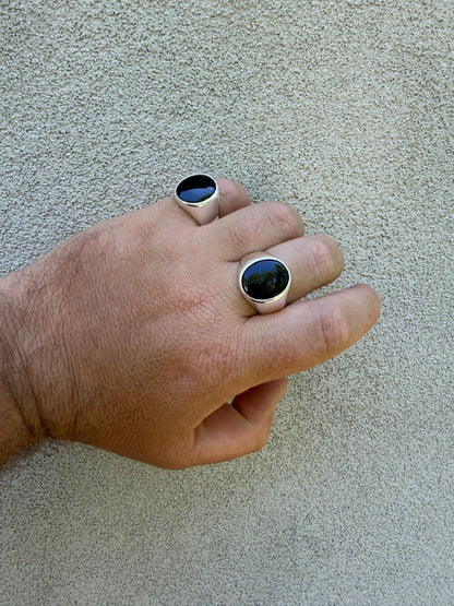 Shadow Boss Ring - 925 Silver - Genuine Black Onyx Stone