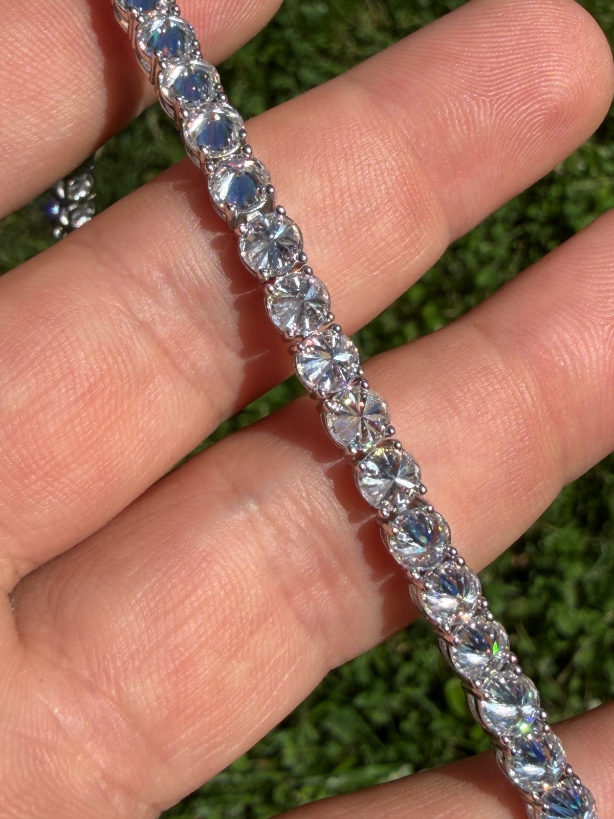 MOISSANITE Upside Down Reverse Set Tennis Chain Necklace Iced Out - 925 Silver - 5mm - 16"-30"
