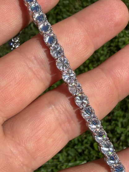 MOISSANITE Upside Down Reverse Set Tennis Chain Necklace Iced Out - 925 Silver - 5mm - 16"-30"