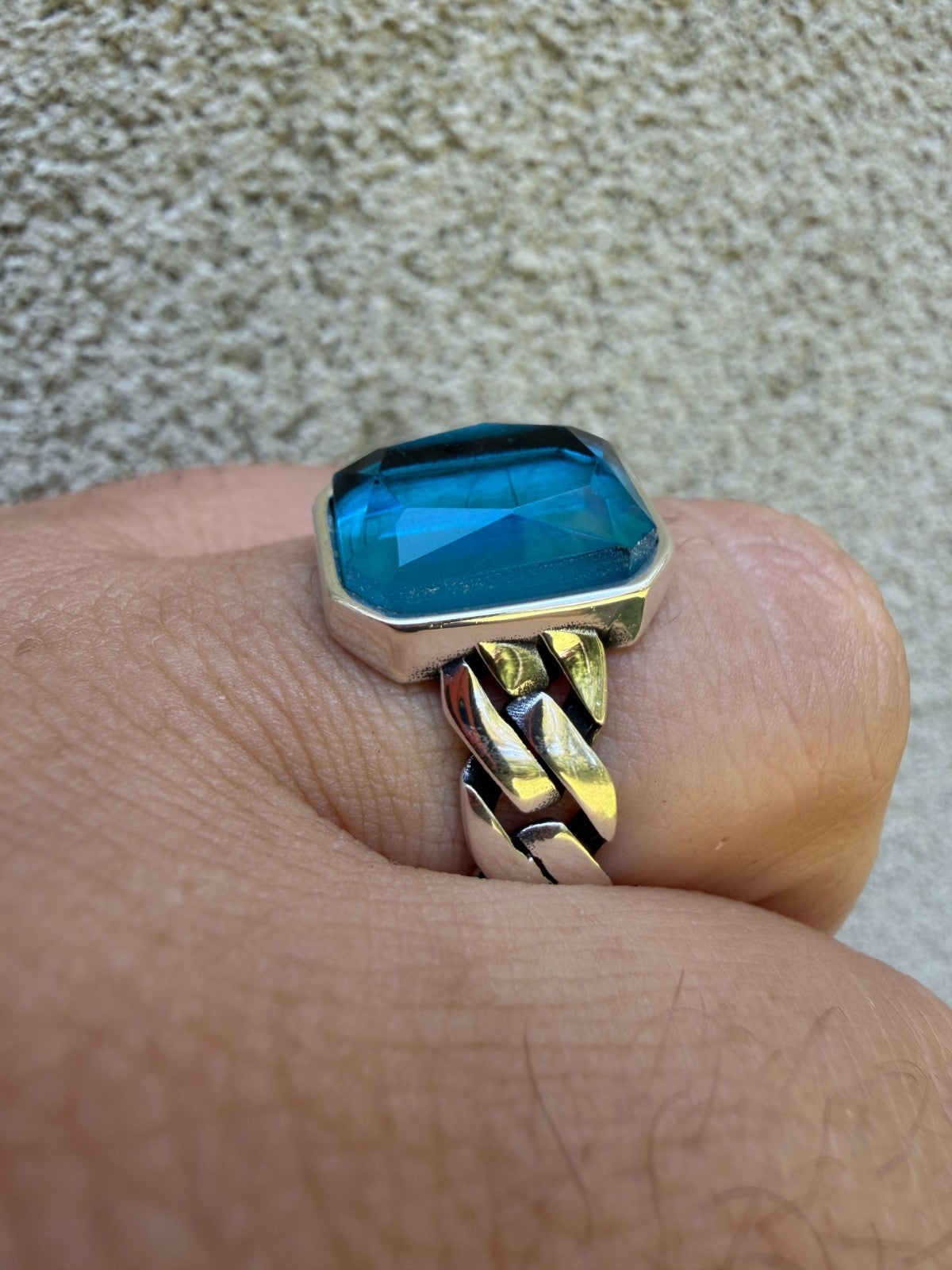 Havana Cuban Ring - 925 Silver - Lab Aquamarine Stone