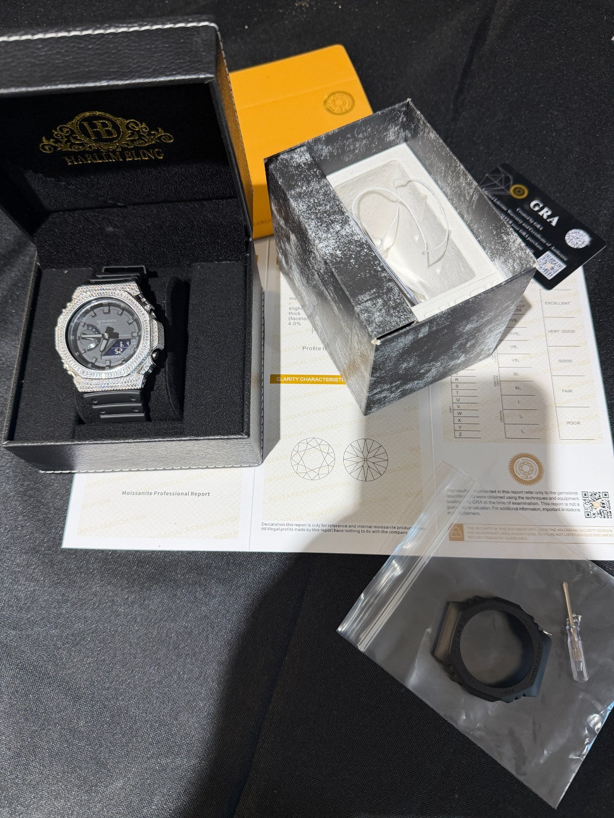 MOISSANITE Real 925 Silver Iced Baguette Casio G Shock GA-2100 Hip Hop Watch