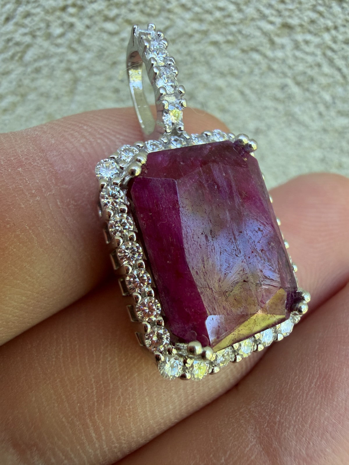 MOISSANITE Royalty Red Ruby Pendant - 925 Silver - Genuine Red Ruby Stone
