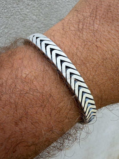 Custom 3 Link Miami Cuban Python Bracelet - Oxidized 925 Sterling Silver - 8.5" - 12mm