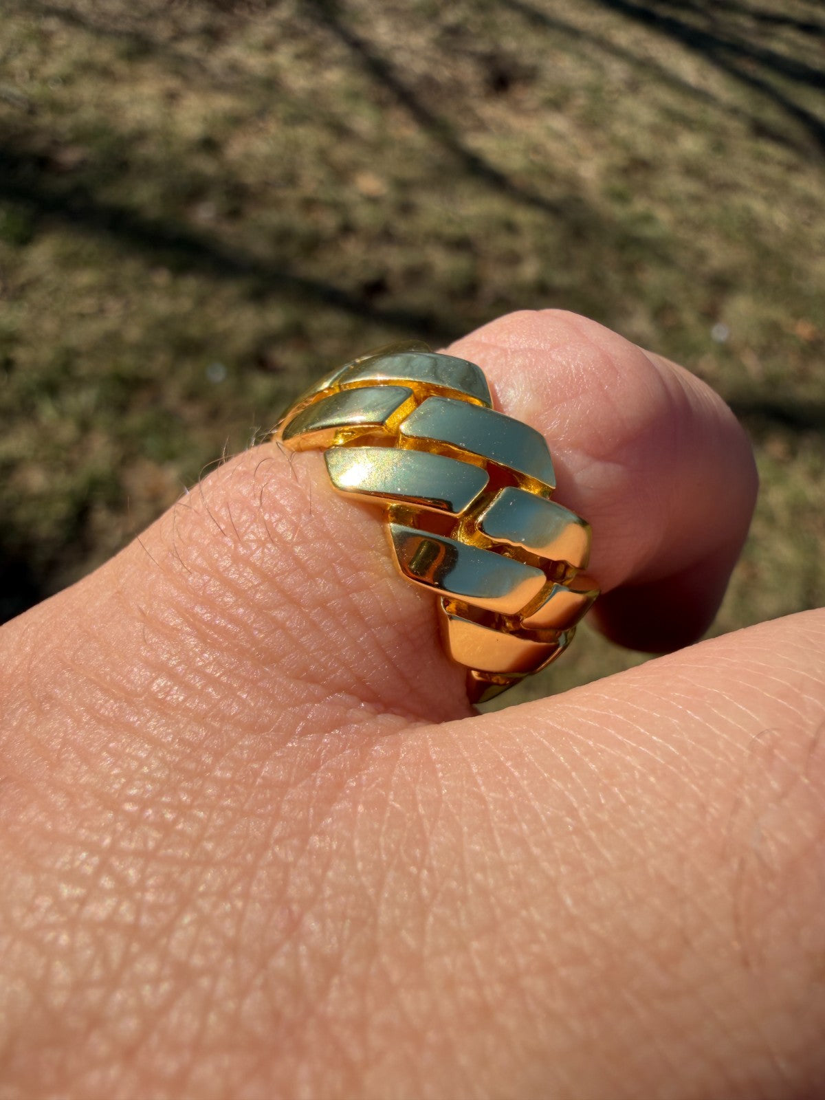 Classic 11.5mm Prong Miami Cuban Eternity Band Ring - 14k Gold Vermeil 925 Silver - Plain