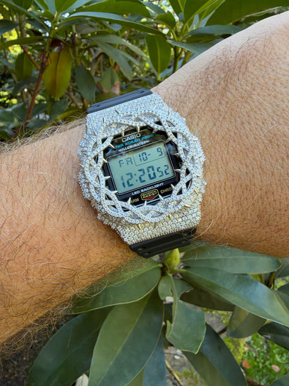MOISSANITE Real 925 Silver Iced Casio G Shock DW-5600UE Crown of Thorns Watch