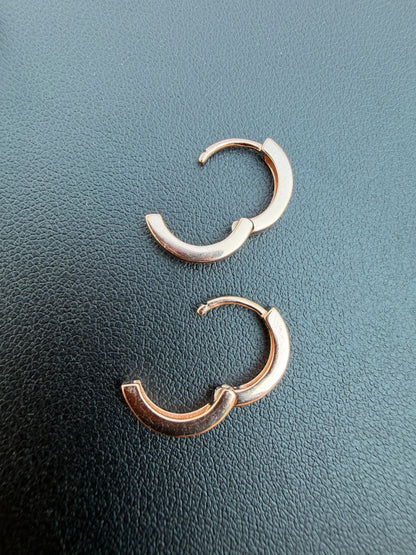 Plain Small Huggie Hoop Earrings - 14k Rose Gold Vermeil 925 Silver - 12.5mm