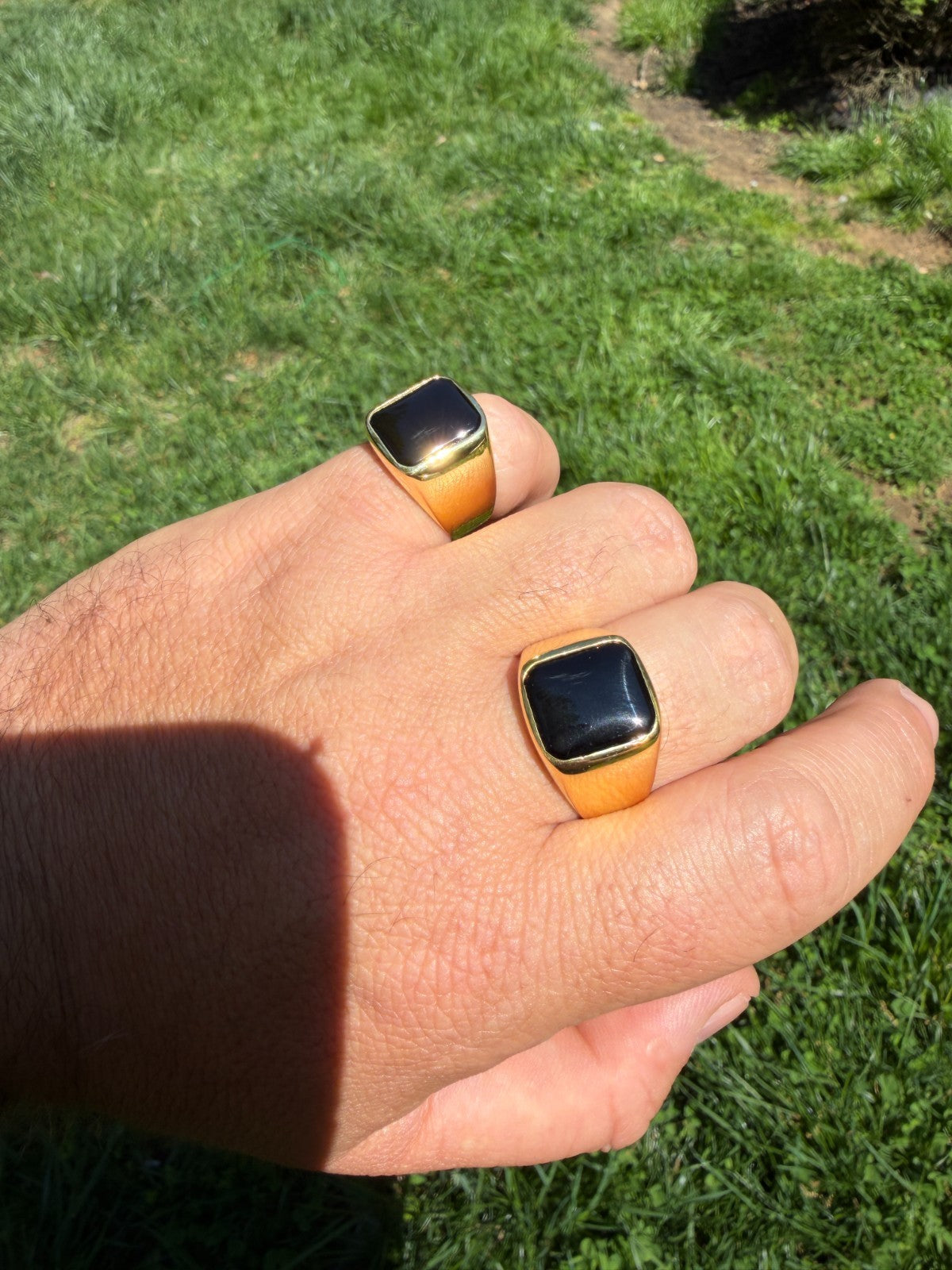Midnight Don Ring - 14k Gold Vermeil 925 Silver - Genuine Black Onyx Stone