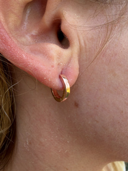 Plain Small Huggie Hoop Earrings - 14k Rose Gold Vermeil 925 Silver - 12.5mm