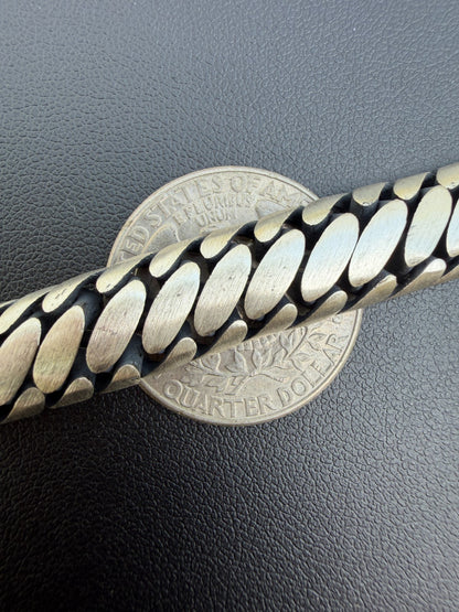 Custom 3 Link Miami Cuban Python Bracelet - Oxidized 925 Sterling Silver - 7"-9" - 12mm