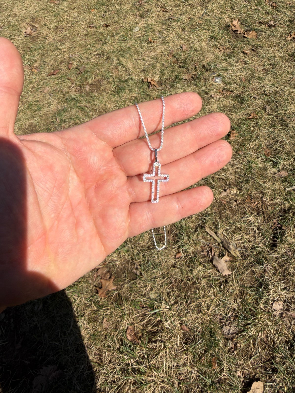 MOISSANITE Classic Cross Cutout Pendant - 925 Silver - 3 Sizes 1.33"-3"