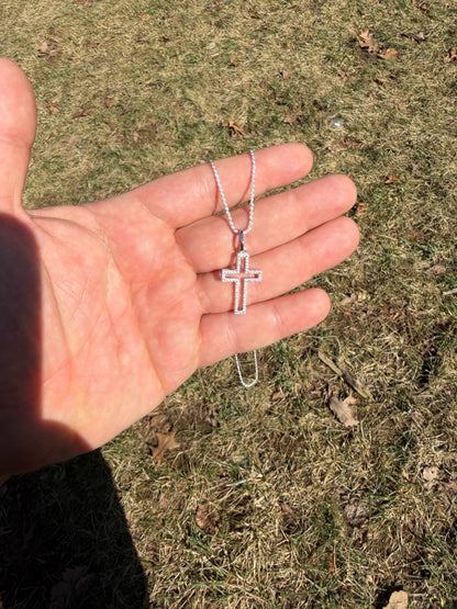 MOISSANITE Classic Cross Cutout Pendant - 925 Silver - 3 Sizes 1.33"-3"