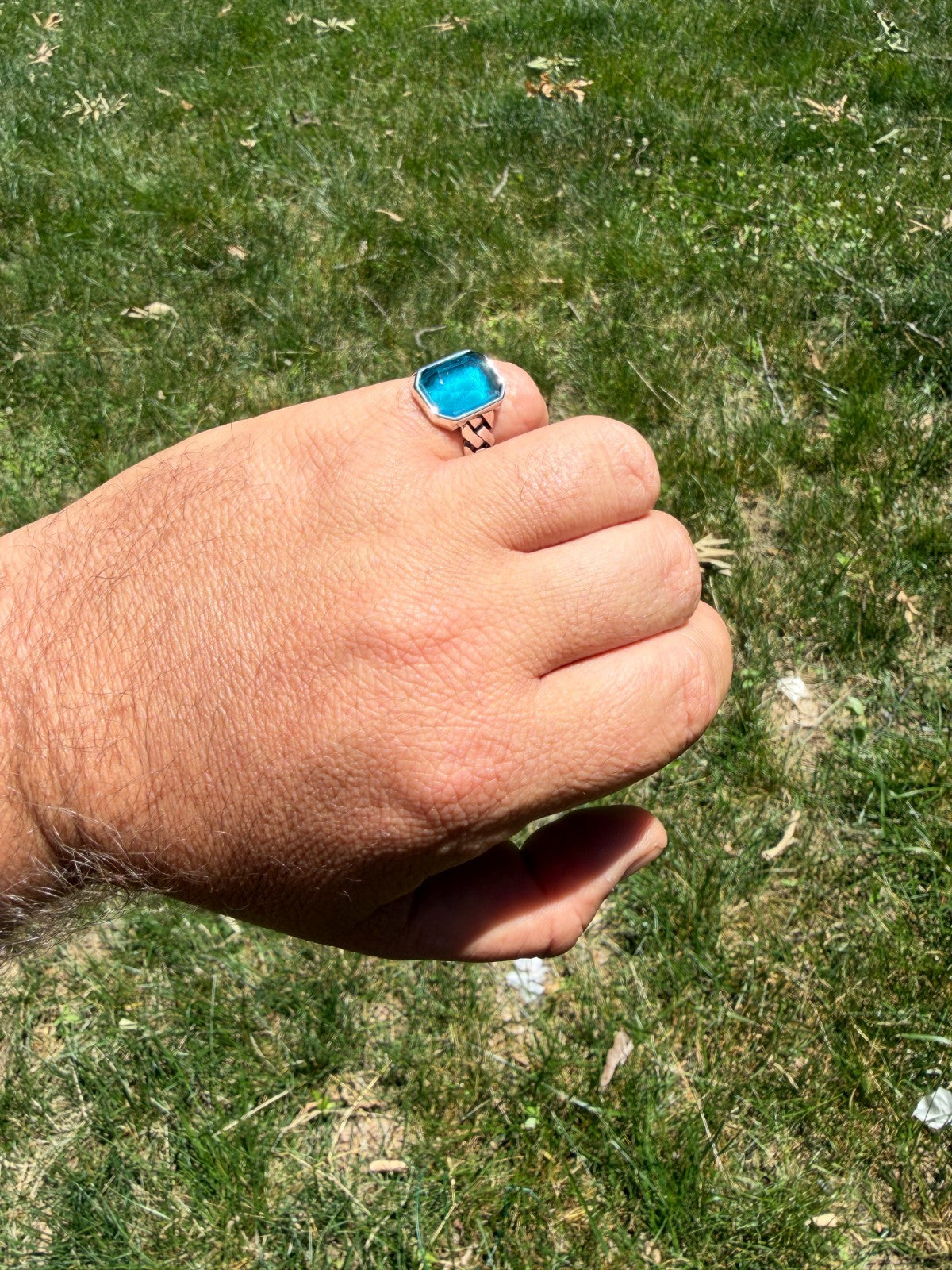 Havana Cuban Ring - 925 Silver - Lab Aquamarine Stone