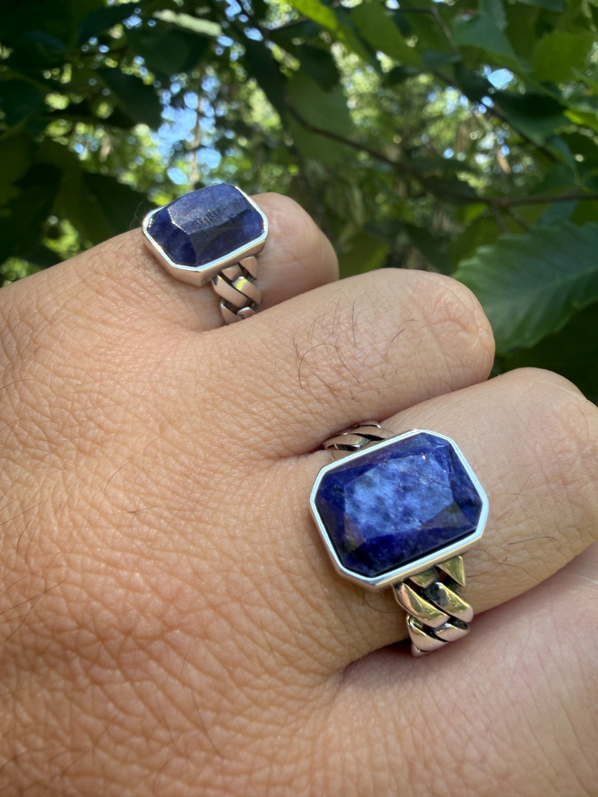 Havana Cuban Ring - 925 Silver - Genuine Blue Sapphire Stone