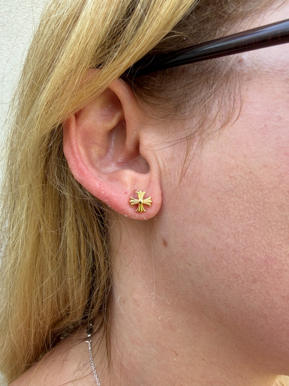 Hearts Of Chrome Cross Earrings - 14k Gold Vermeil 925 Silver - 8mm