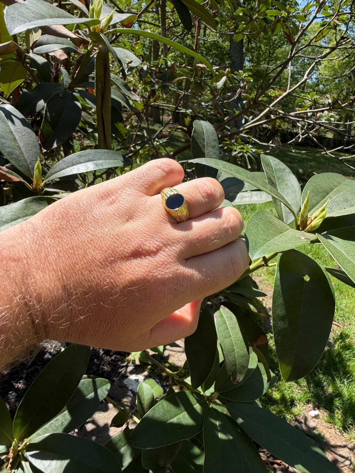 Navajo Tribe Ring - 14k Gold Vermeil 925 Silver - Genuine Black Onyx Stone