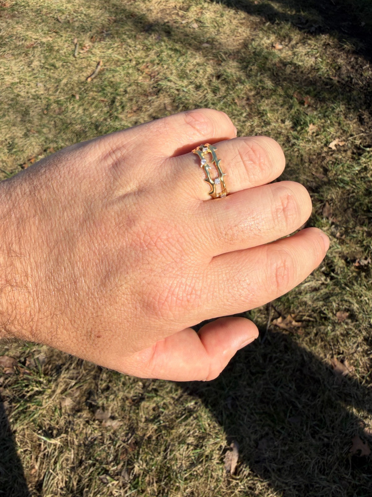 MOISSANITE Crown Of Thorns Eternity Band Ring - 14k Gold Vermeil 925 Silver