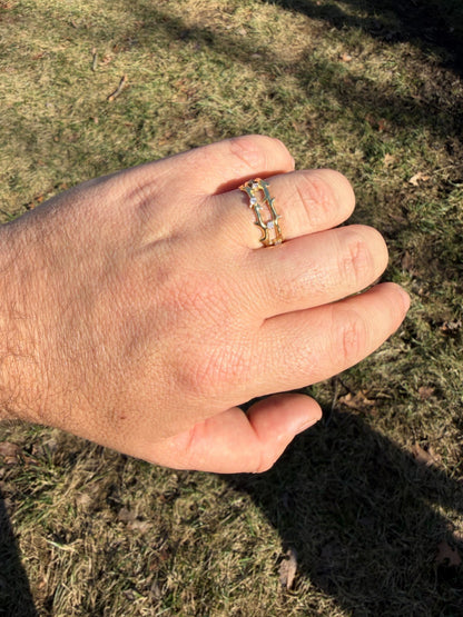 MOISSANITE Crown Of Thorns Eternity Band Ring - 14k Gold Vermeil 925 Silver