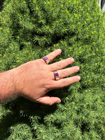 MOISSANITE Monarch Ring - 925 Silver - Genuine Red Ruby Stone