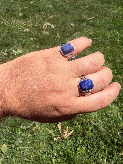 Havana Cuban Ring - 925 Silver - Genuine Blue Sapphire Stone