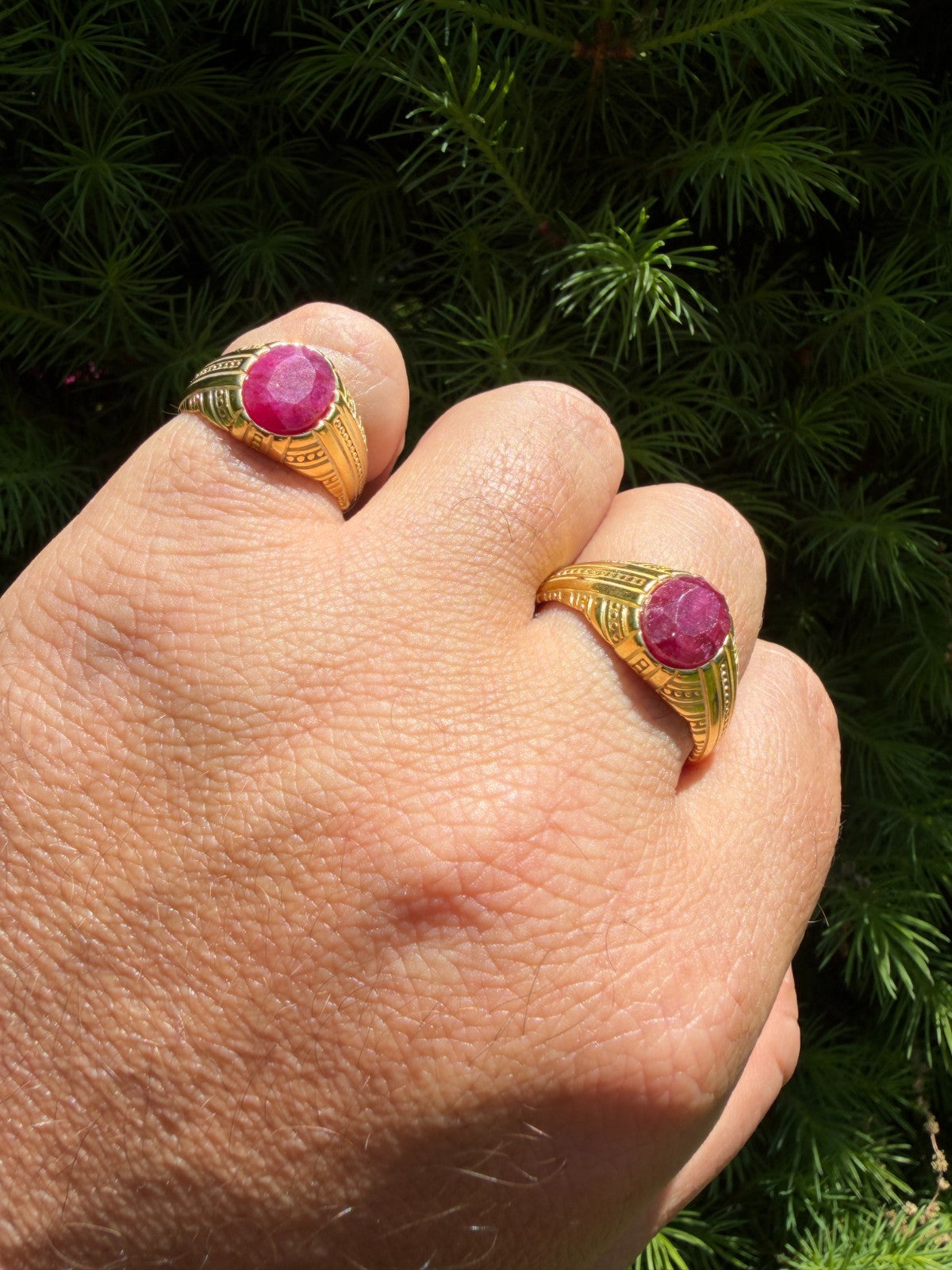 Royal Dynasty Ring - 14k Gold Vermeil 925 Silver - Genuine Red Ruby Stone
