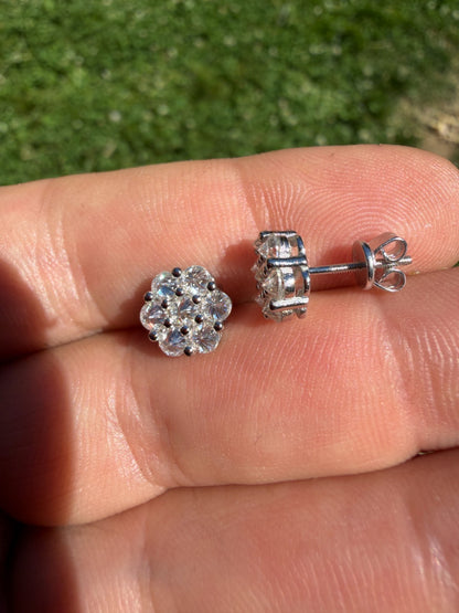 MOISSANITE Upside Down Reverse Set Cluster Iced Out Honeycomb Set Earrings - 925 Silver - 6mm -11mmm