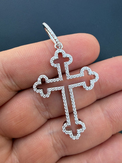 MOISSANITE Gothic Cross Cutout Pendant - 925 Silver - 3 Sizes 1.33"-3"
