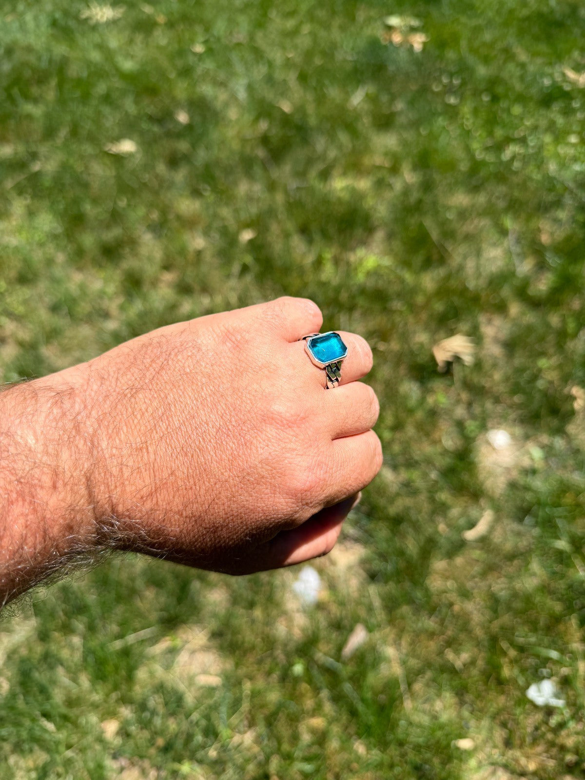 Havana Cuban Ring - 925 Silver - Lab Aquamarine Stone