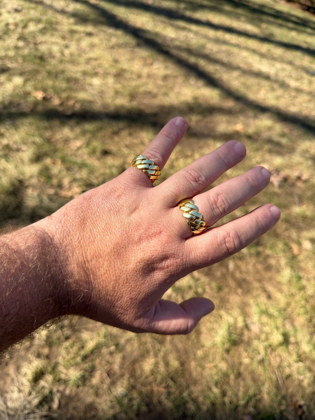 Classic 11.5mm Prong Miami Cuban Eternity Band Ring - 14k Gold Vermeil 925 Silver - Plain