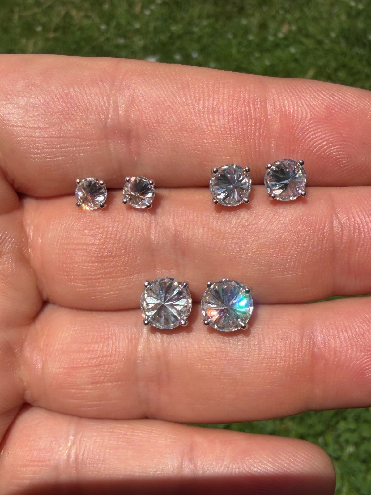 MOISSANITE Upside Down Reverse Set Pushback Stud Earrings - 925 Silver - 5mm-8mm - 1-4ct