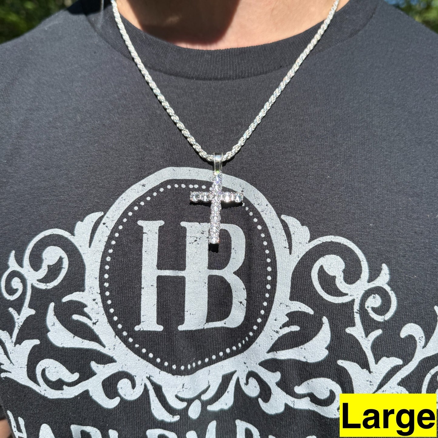 Real 925 Silver Cross Iced Pendant Upside Down Set Reverse MOISSANITE Necklace