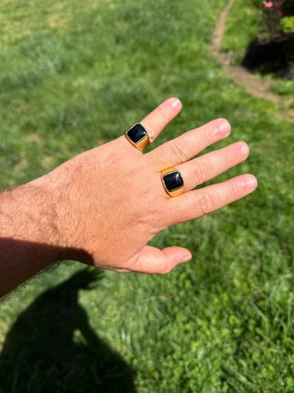 Midnight Don Ring - 14k Gold Vermeil 925 Silver - Genuine Black Onyx Stone