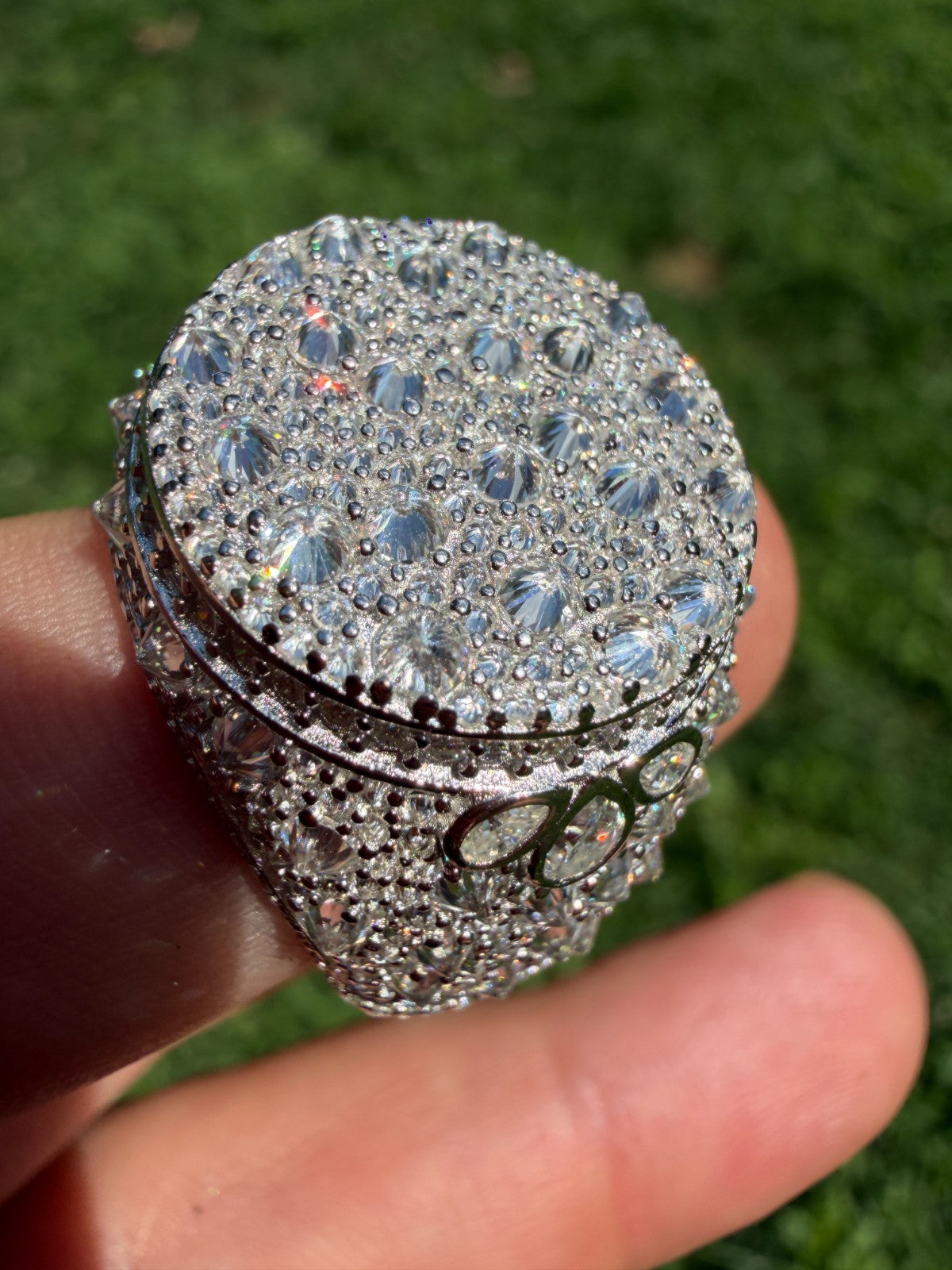MOISSANITE Moses Upside Down Mosaic Set Iced Out Ring - 925 Silver
