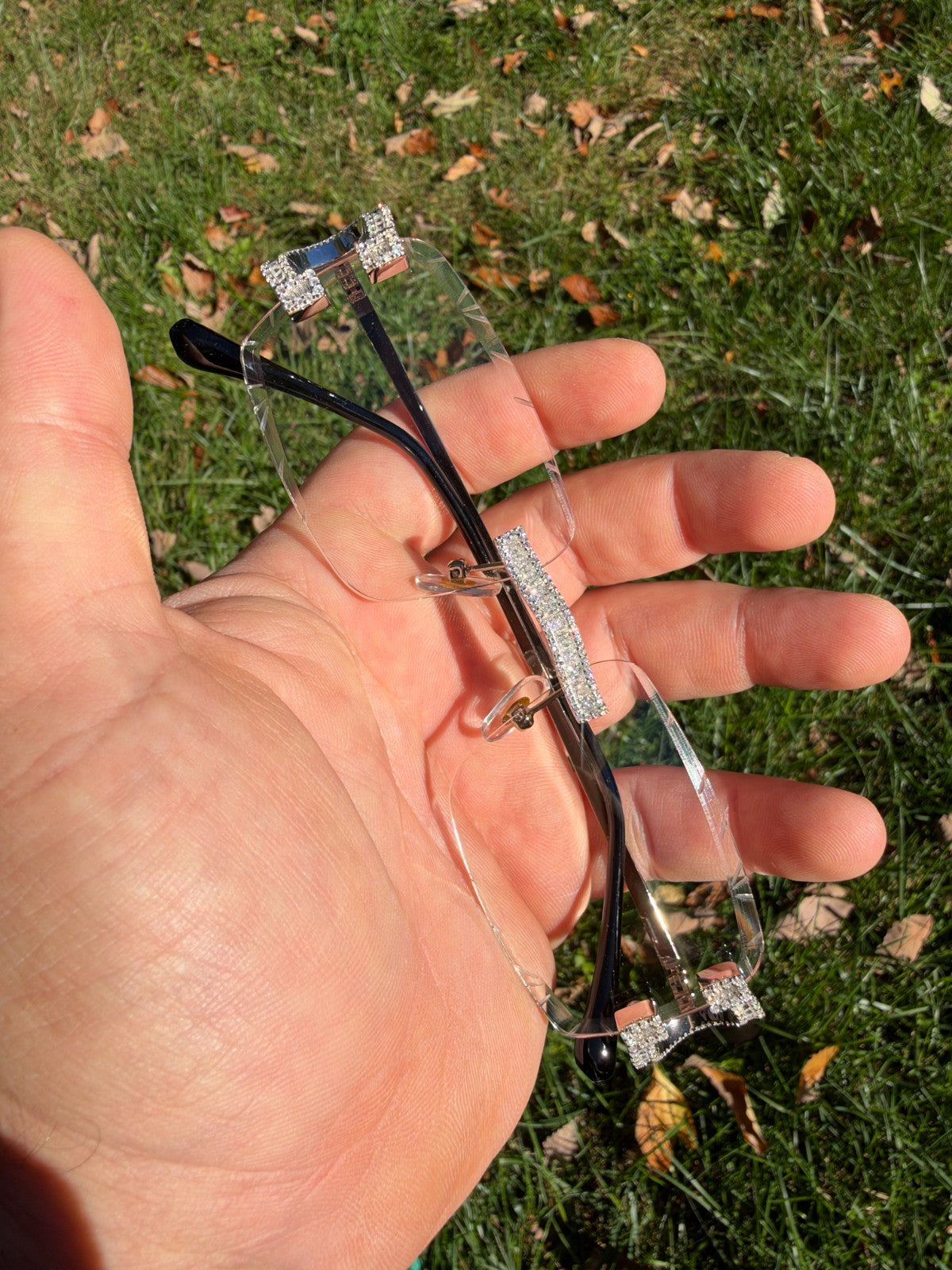 MOISSANITE Baguette Custom Iced Out Sunglasses - 925 Silver Buffs - Clear