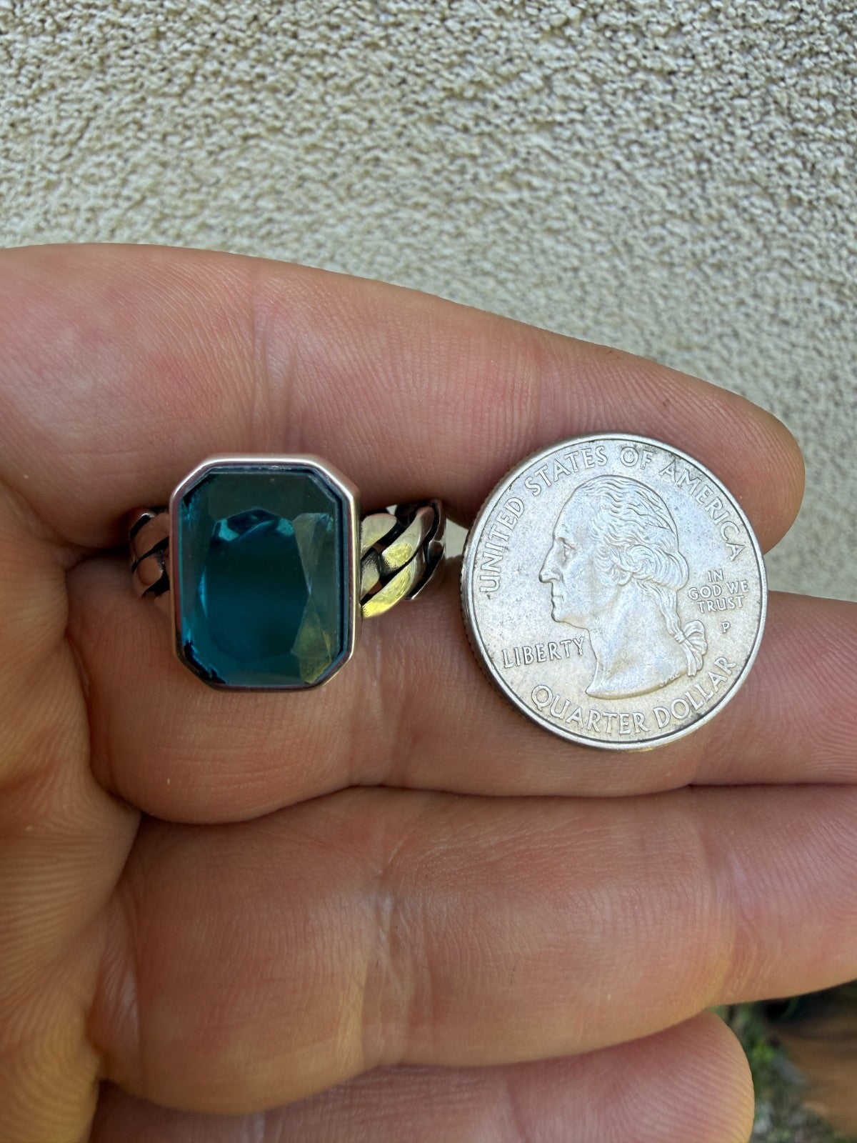 Havana Cuban Ring - 925 Silver - Lab Aquamarine Stone