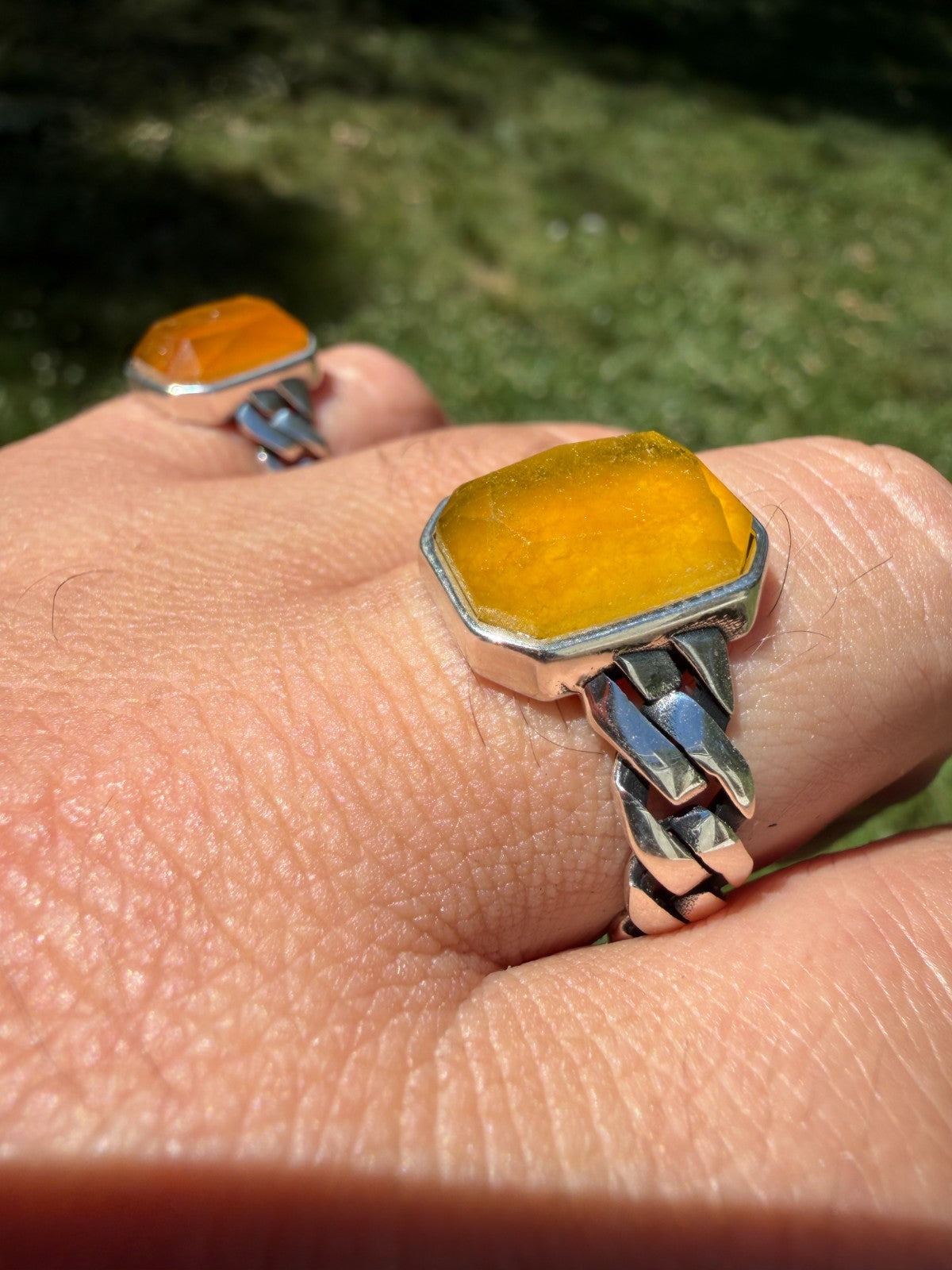 Havana Cuban Ring - 925 Silver - Genuine Yellow Sapphire Stone
