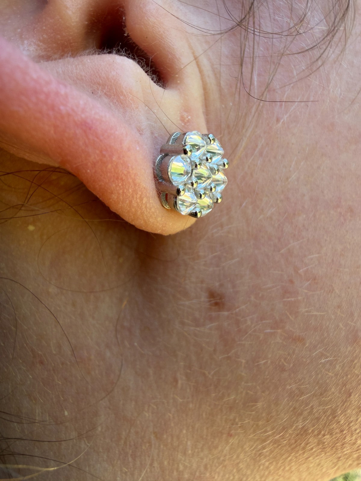 MOISSANITE Upside Down Reverse Set Cluster Iced Out Honeycomb Set Earrings - 925 Silver - 6mm -11mmm
