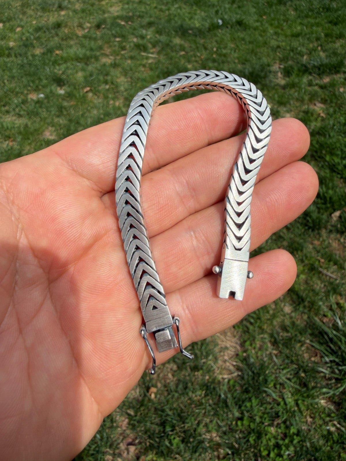 Custom 3 Link Miami Cuban Python Bracelet - Oxidized 925 Sterling Silver - 8.5" - 12mm