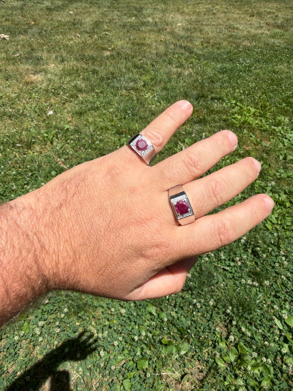 MOISSANITE Monarch Ring - 925 Silver - Genuine Red Ruby Stone