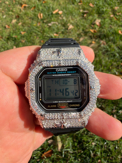 MOISSANITE Real 925 Silver Iced Casio G Shock DW-5600UE Cross Hip Hop Watch