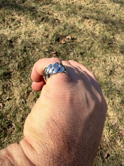 Classic 11.5mm Prong Miami Cuban Eternity Band Ring - 925 Silver - Plain