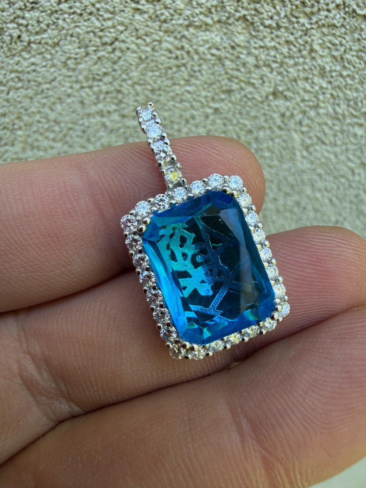 MOISSANITE Royalty Ocean Freeze Pendant - 925 Silver - Lab Aquamarine Stone