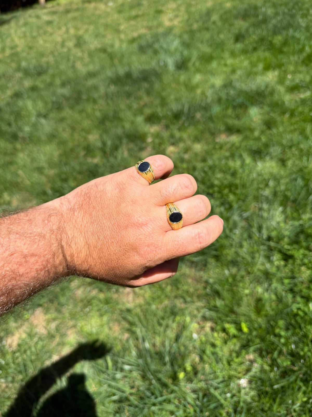 Navajo Tribe Ring - 14k Gold Vermeil 925 Silver - Genuine Black Onyx Stone