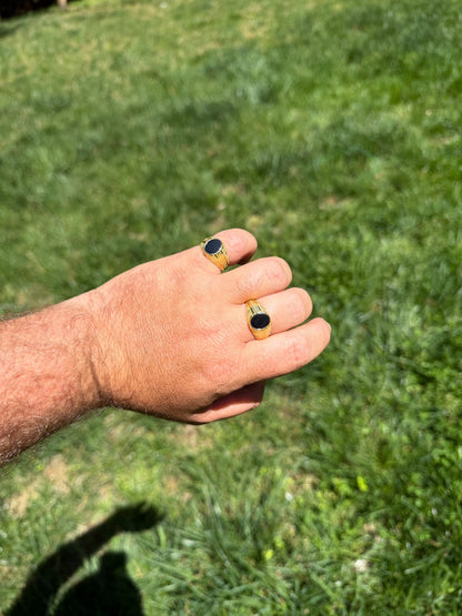 Navajo Tribe Ring - 14k Gold Vermeil 925 Silver - Genuine Black Onyx Stone