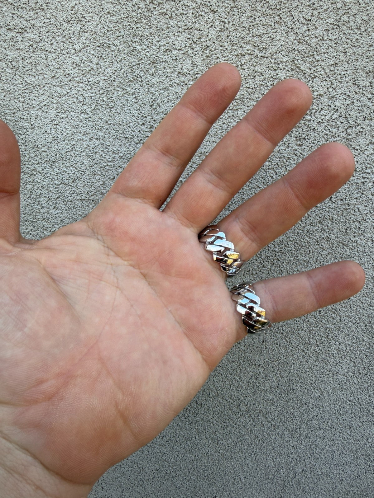 Classic 11.5mm Prong Miami Cuban Eternity Band Ring - 925 Silver - Plain