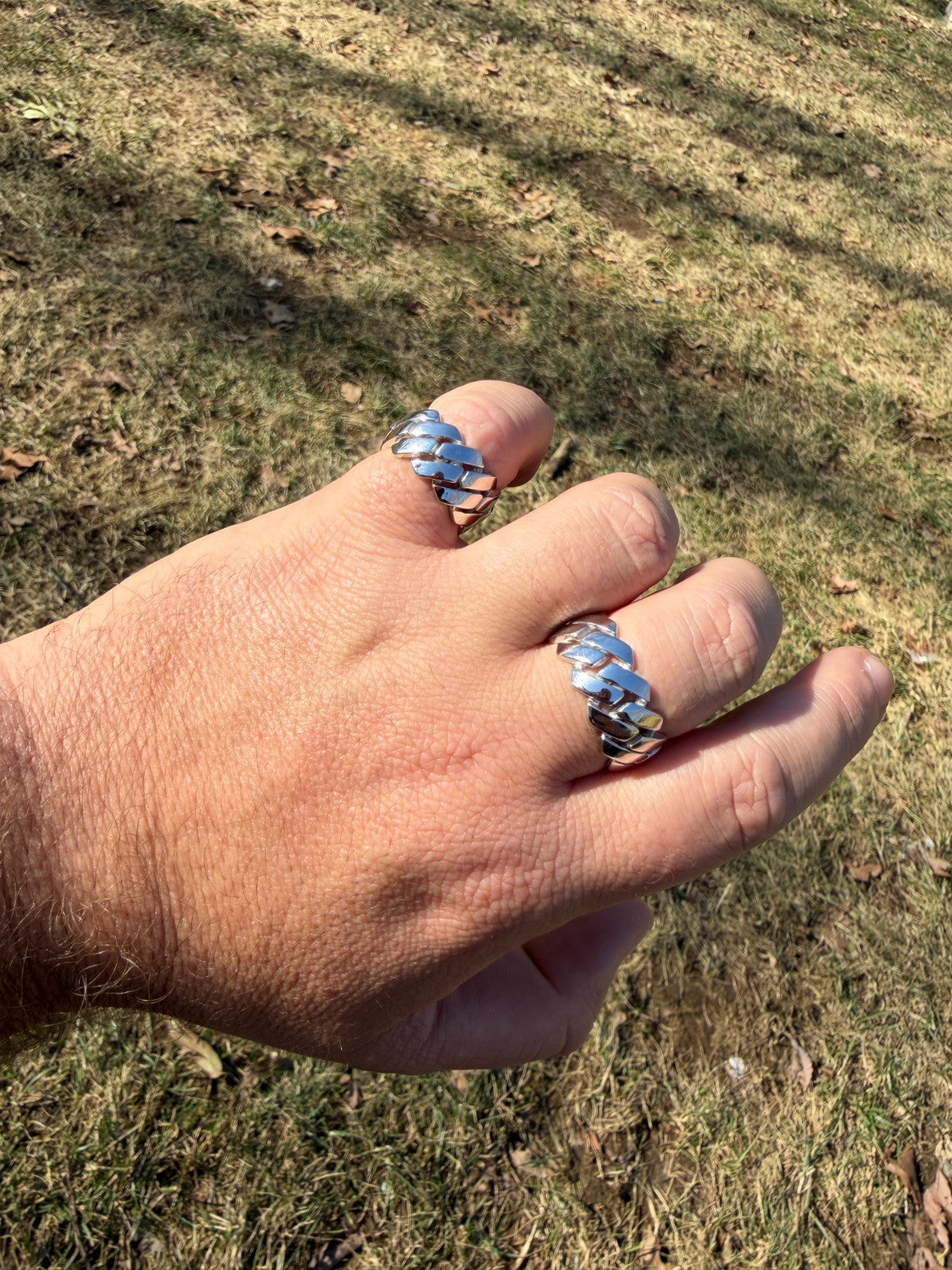 Classic 11.5mm Prong Miami Cuban Eternity Band Ring - 925 Silver - Plain