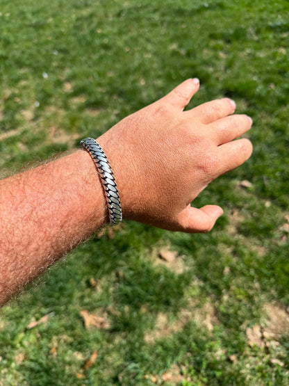 Custom 3 Link Miami Cuban Python Bracelet - Oxidized 925 Sterling Silver - 7"-9" - 12mm