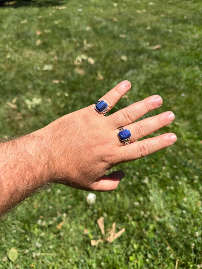 Havana Cuban Ring - 925 Silver - Genuine Blue Sapphire Stone