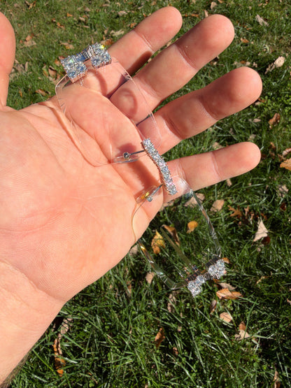 MOISSANITE Big Stone 15ct Iced Out Sunglasses - 925 Silver Buffs - Clear